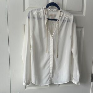 Elegant cream Blouse with Gold Accents